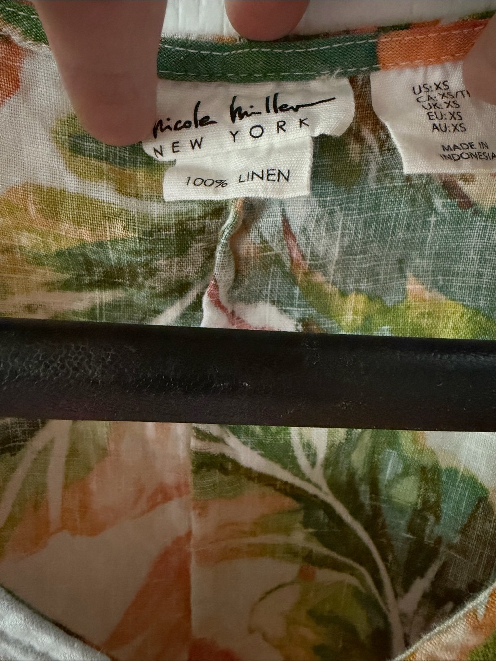 Nicole Miller Linen Orange & Green Tropical Shift Dress - Picture 2 of 5